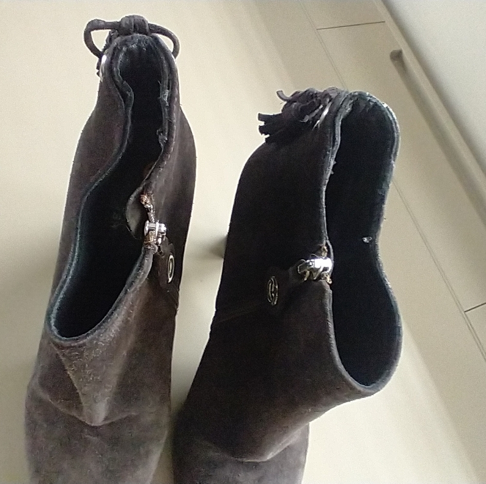 THE ORIGINAL CAR SHOE By PRADA Brown Suede Size 39.5‎ EU 9 US Ankle Boots Italy - Picture 5 of 8